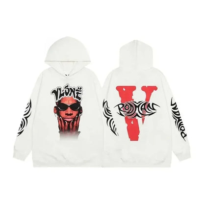 2024 Fashion SS Vlone Hiroshi Fujiwara Cotton Print Loose and Comfortable Couple Clothing Autumn and Winter Hoodie Trend Wear - Tech genius & freaks