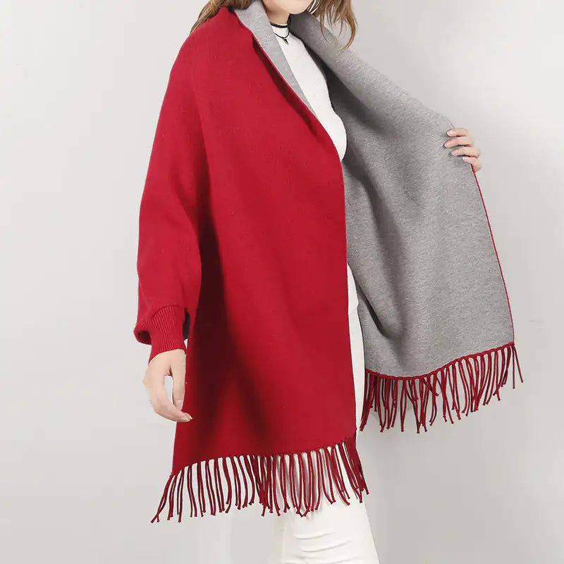 Dual Charm Fringed Poncho - Tech genius & freaks