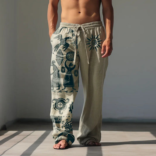 Men's Summer Fashion Casual Beach Pants Wide Leg Pants Hawaiian Style 3D Printed Wide Leg Pants - Tech genius & freaks