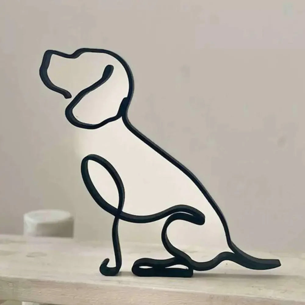 ROTORS Dog Minimalist Art Sculpture, Metal Abstract Dog Line Geometric Drawing Art Statue, Creative Puppy Line Drawing Ornaments - Tech genius & freaks