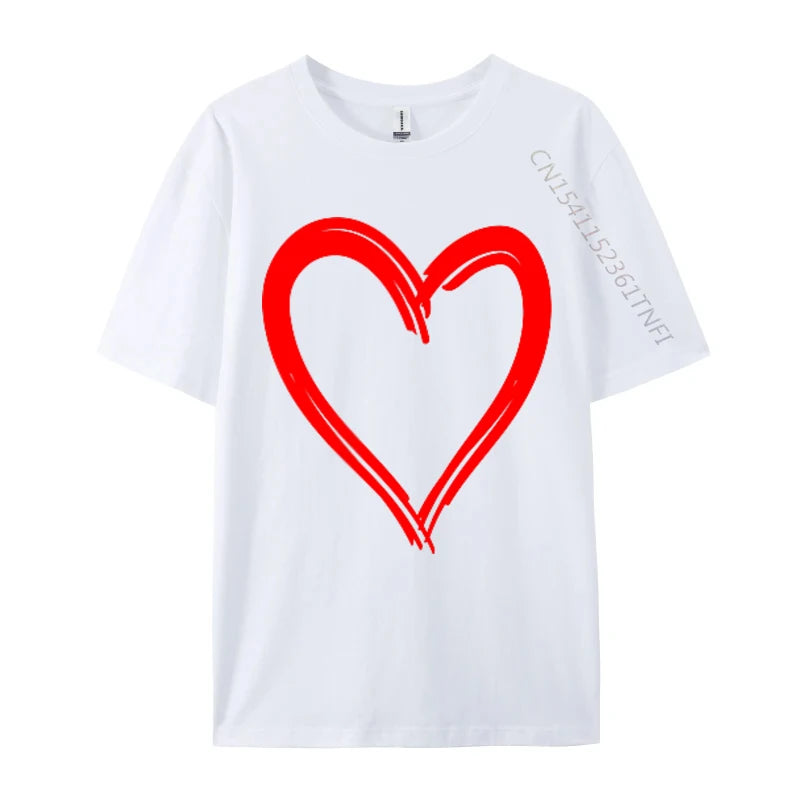 Red Heart Cool Love Heart Valentines Day Faddish Men T-Shirt Fitness Tight Simple Style Tops & Tees Pure Cotton Camis - Tech genius & freaks