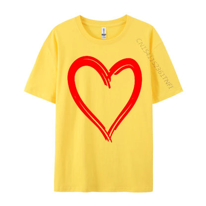 Red Heart Cool Love Heart Valentines Day Faddish Men T-Shirt Fitness Tight Simple Style Tops & Tees Pure Cotton Camis - Tech genius & freaks