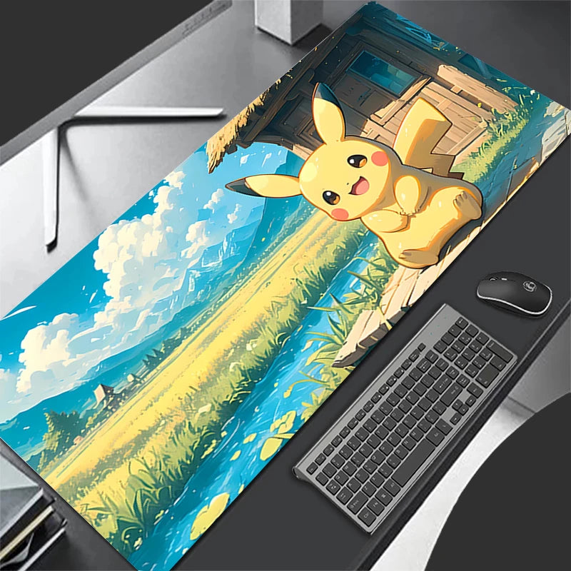 Mouse Pad Lockedge Large Gaming Accessories Computer Gamer Keyboard Pad Pokemon Pikachu Mouse Mat Desk XXL Mousepad For LOL - Tech genius & freaks