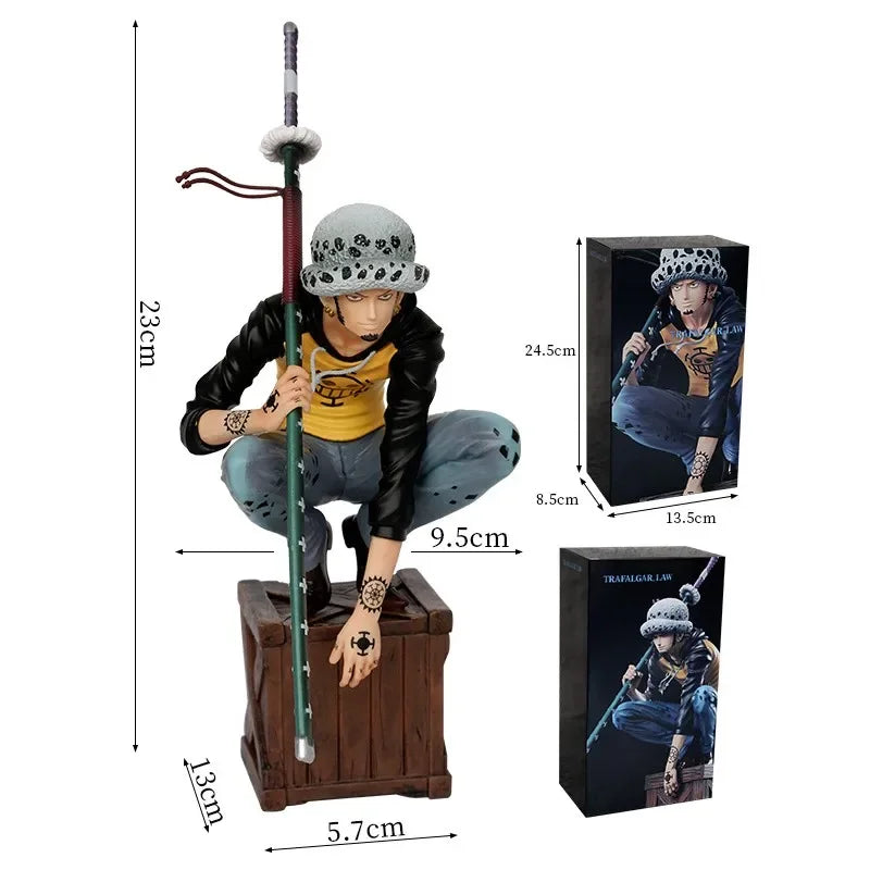 23cm ONE PIECE Anime Figure Oka Shichibukai Trafalgar D. Water Squatting Position Collect Action Figure Pvc Model Doll Gift Toys - Tech genius & freaks