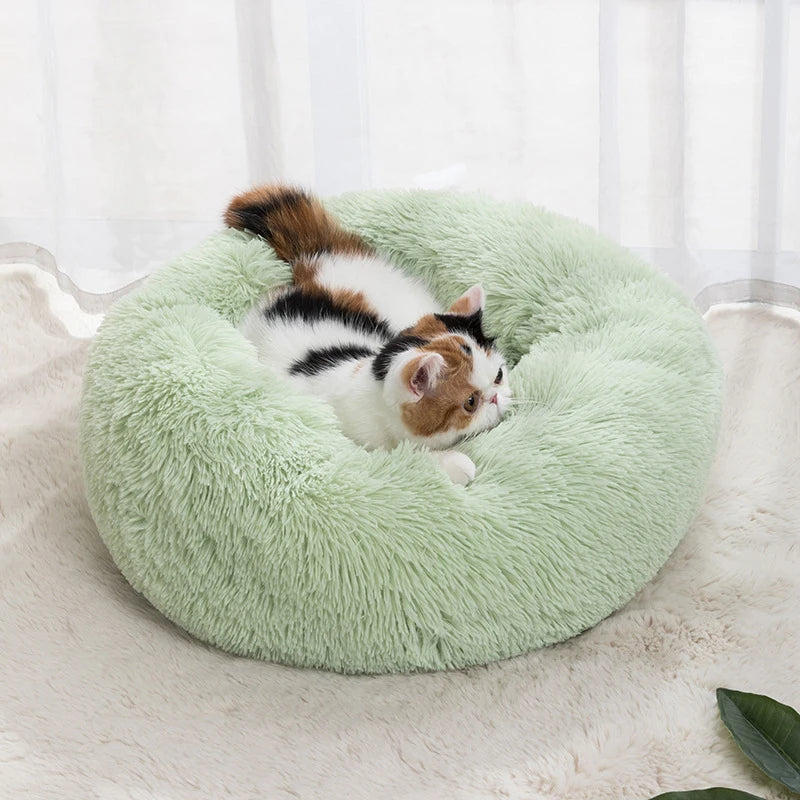 Cat Nest Round Soft Shaggy Mat for Kittens Chihuahua Indoor Dog Cat Bed Pet Supplies Removable Machine Washable Pillow Bed - Tech genius & freaks