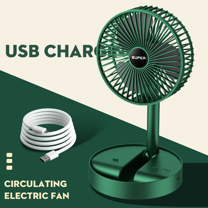 Portable Foldable Retractable Cooling Fan USB Rechargeable Desktop Fan Household Low Noise High Continuous Standby Electric Fan - Tech genius & freaks