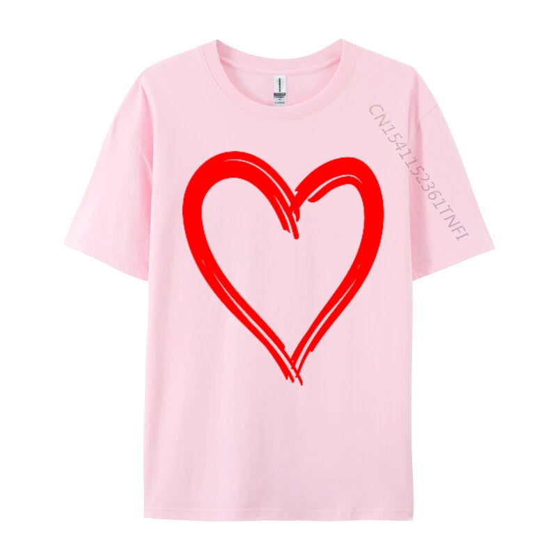 Red Heart Cool Love Heart Valentines Day Faddish Men T-Shirt Fitness Tight Simple Style Tops & Tees Pure Cotton Camis - Tech genius & freaks