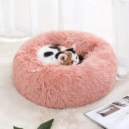 Cat Nest Round Soft Shaggy Mat for Kittens Chihuahua Indoor Dog Cat Bed Pet Supplies Removable Machine Washable Pillow Bed - Tech genius & freaks