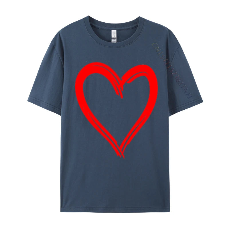 Red Heart Cool Love Heart Valentines Day Faddish Men T-Shirt Fitness Tight Simple Style Tops & Tees Pure Cotton Camis - Tech genius & freaks