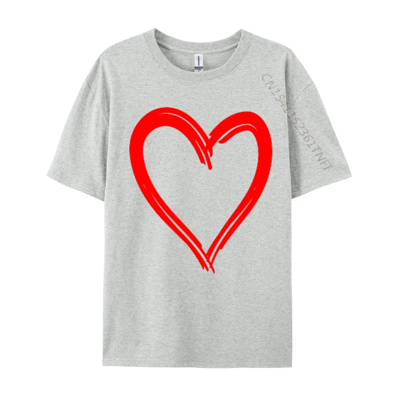 Red Heart Cool Love Heart Valentines Day Faddish Men T-Shirt Fitness Tight Simple Style Tops & Tees Pure Cotton Camis - Tech genius & freaks