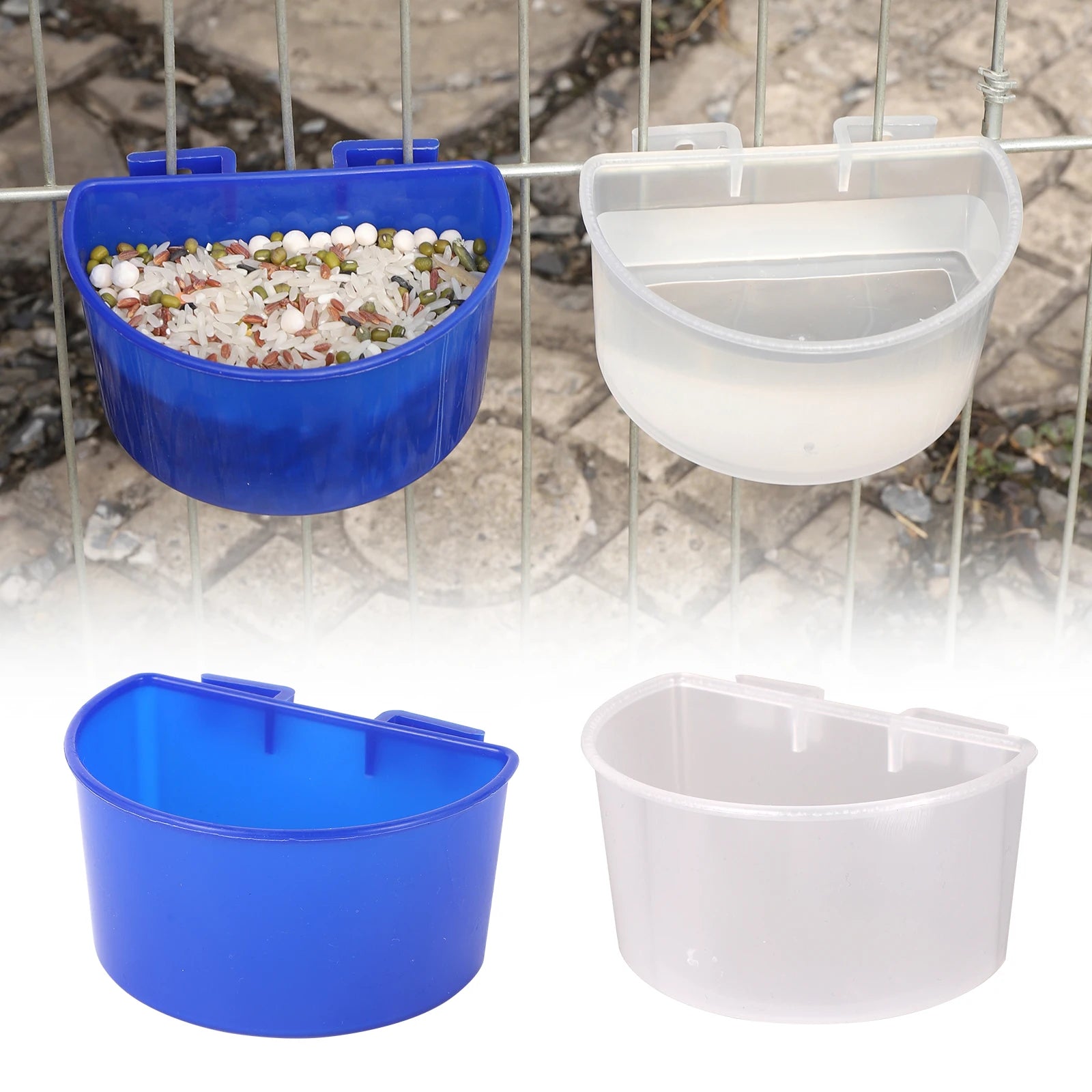 5Pcs Plastic Cup Pet Birds Feeder Bowl Parrot Food Water Bowl Hanging Trough Feeding Splash-proof Cup Pigeons Cage Feeder Tool - Tech genius & freaks