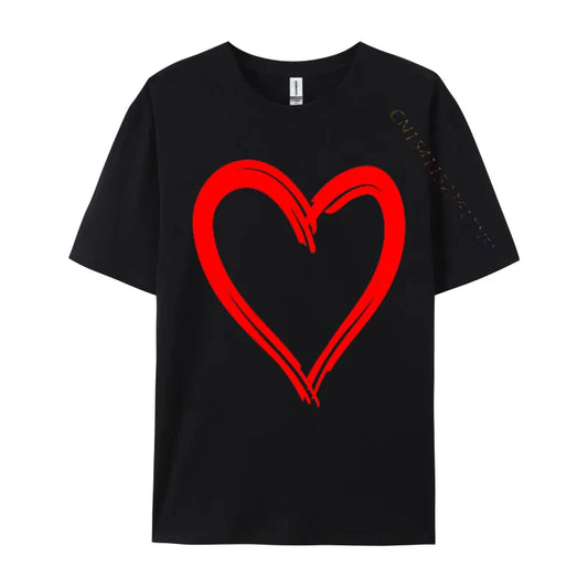 Red Heart Cool Love Heart Valentines Day Faddish Men T-Shirt Fitness Tight Simple Style Tops & Tees Pure Cotton Camis - Tech genius & freaks