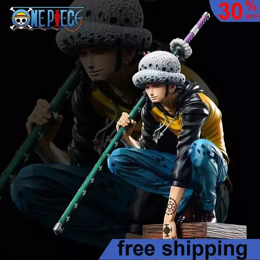 23cm ONE PIECE Anime Figure Oka Shichibukai Trafalgar D. Water Squatting Position Collect Action Figure Pvc Model Doll Gift Toys - Tech genius & freaks