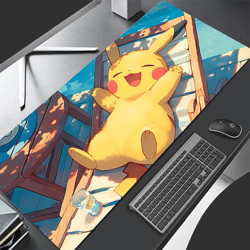 Mouse Pad Lockedge Large Gaming Accessories Computer Gamer Keyboard Pad Pokemon Pikachu Mouse Mat Desk XXL Mousepad For LOL - Tech genius & freaks