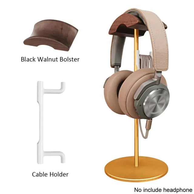 Chic Walnut & Aluminum Headphone Holder