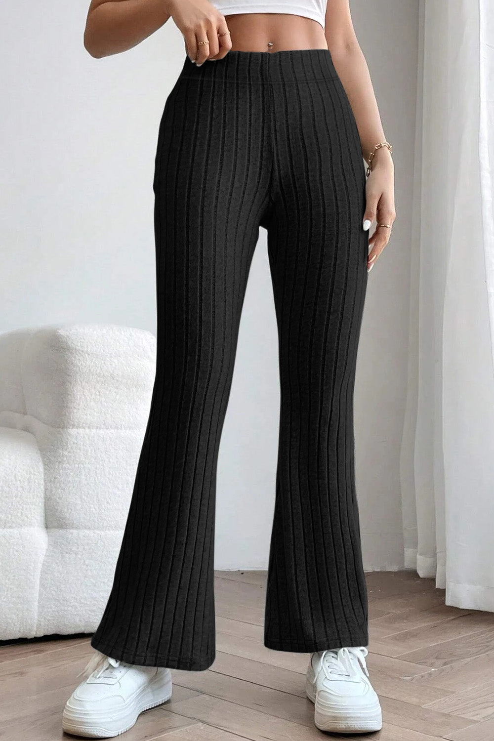 Basic Bae Ribbed High Waist Flare Pants - Tech genius & freaks