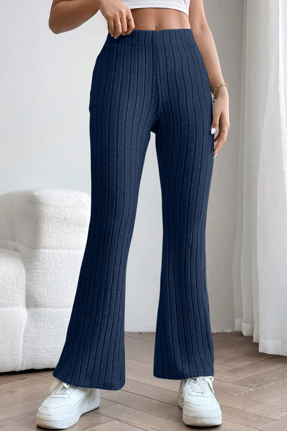 Basic Bae Ribbed High Waist Flare Pants - Tech genius & freaks