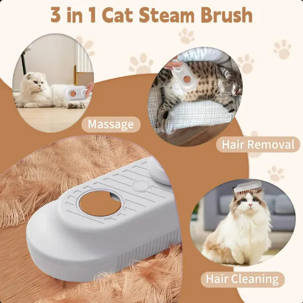 3-in-1 Pet Spa Steam Brush with Folding Handle - Tech genius & freaks