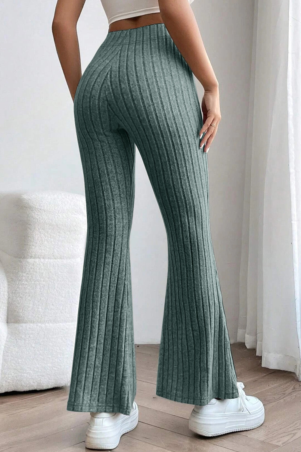 Basic Bae Ribbed High Waist Flare Pants - Tech genius & freaks