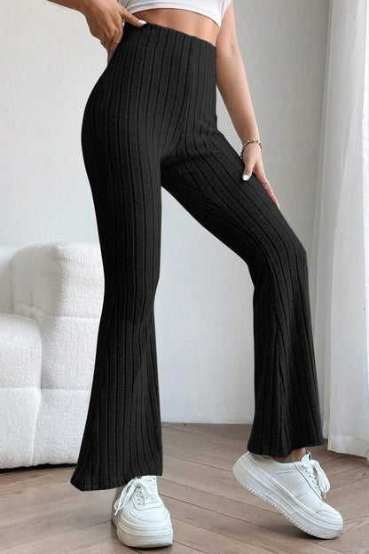 Basic Bae Ribbed High Waist Flare Pants - Tech genius & freaks