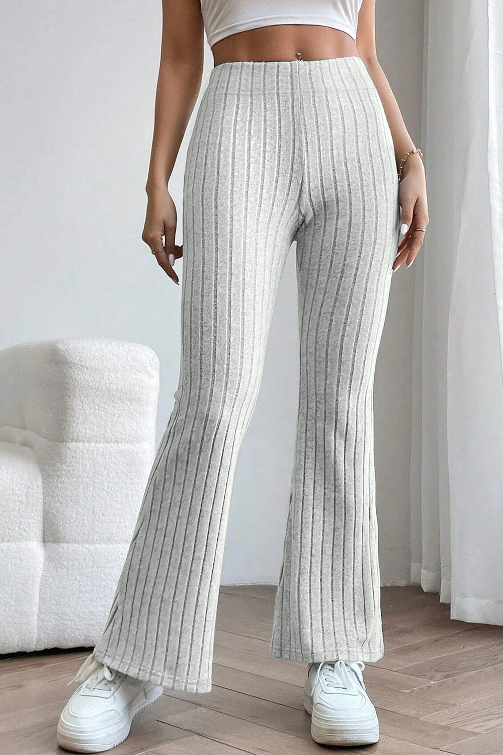 Basic Bae Ribbed High Waist Flare Pants - Tech genius & freaks