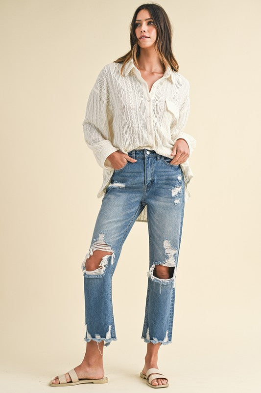 Annie Wear Vintage Distressed Cropped Jeans - Tech genius & freaks