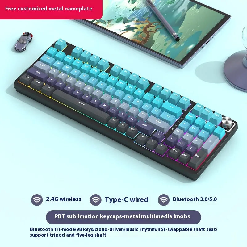 Wireless 98-Key Hybrid Mechanical Keyboard - Tech genius & freaks