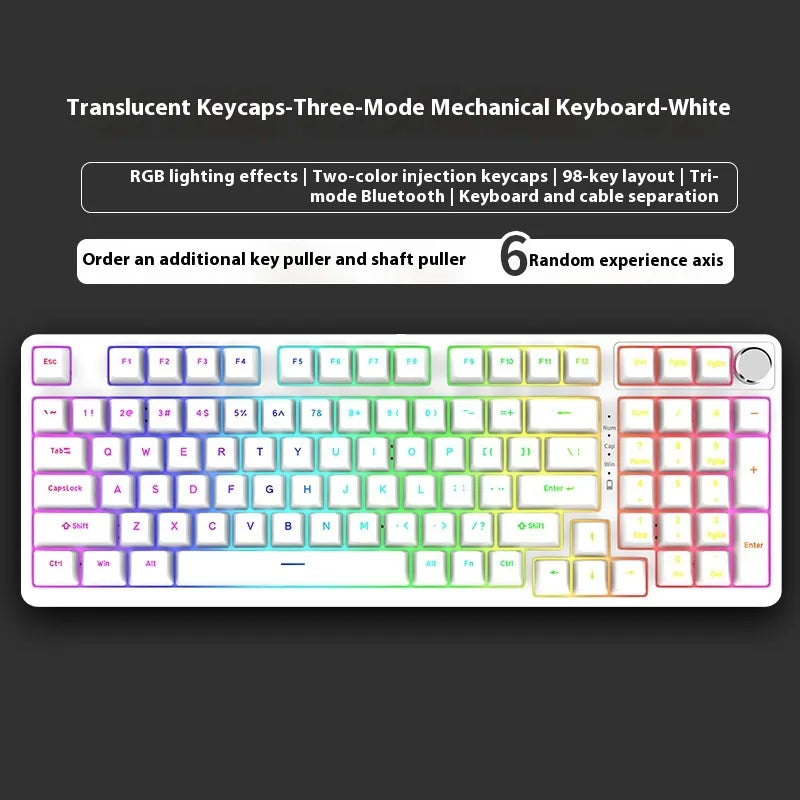 Wireless 98-Key Hybrid Mechanical Keyboard - Tech genius & freaks