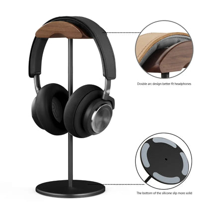 Chic Walnut & Aluminum Headphone Holder